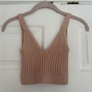 Aerie Ribbed Knit Neutral Tank Top